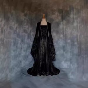 Victorian-Inspired Vintage Halloween Dress for Women - Renaissance Gothic Maxi Gown