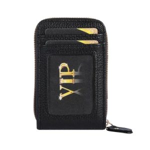 Vintage RFID-Blocking Card Case - Luxury PU Leather Secure Zipper Wallet