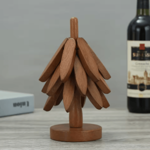 WalnutShield Wood Heat Resistant Trivet - Premium Walnut Wood Table Mat & Anti-Scald Pot Holder
