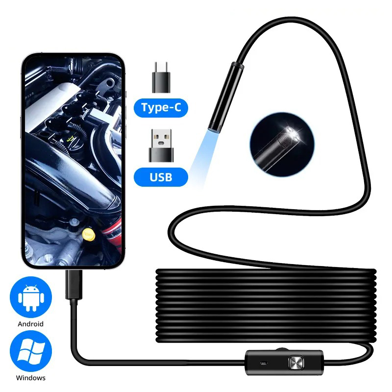 Waterproof Camera with Adjustable LEDs and USB/Android Compatibility for Phone and Pc