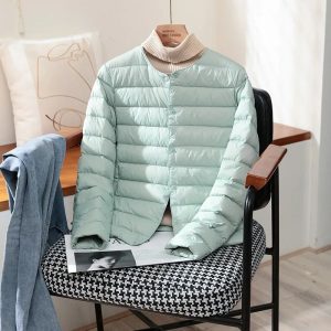 Womens Ultra-Lightweight Slim White Duck Down Jacket
