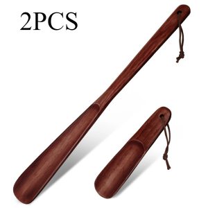 Wooden Shoe Horn Set - Effortless Shoe Wearing & Comfort | Set of 2 Long Lifters