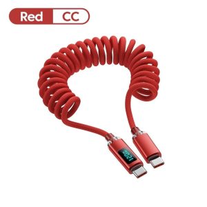 120W 6A Spring Retractable USB C Fast Charging Cable