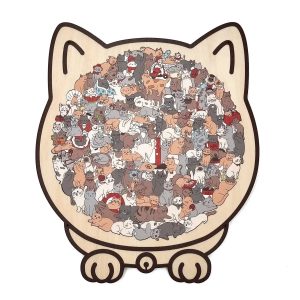 135-Piece Cat Wooden Jigsaw Puzzle | Unique Irregular Shape Game | Creative Gift for Cat Lovers & Home Decor