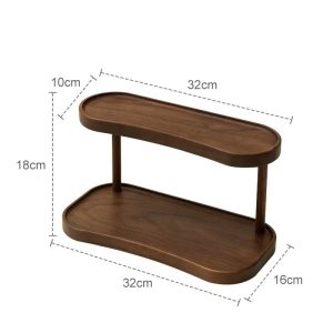 2-Tier Bamboo Makeup & Mug Organizer Shelf - Wooden Countertop Storage Rack for Vanity, Kitchen & Coffee Bar