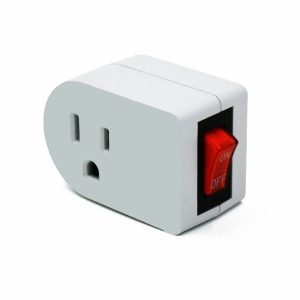 3 Prong Grounded Single Outlet Adapter with On Off Switch for Energy Saving Power Control