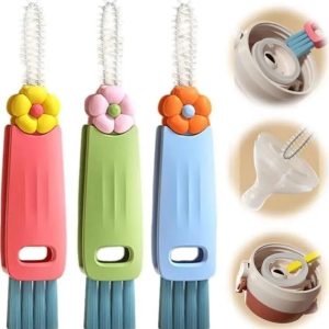 3 in 1 Cup Lid Cleaning Brush Set for Bottles, Straws and Crevices