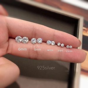 925 Sterling Silver Tiny Crystal Stud Earrings
