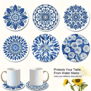 Add a refined, calming touch to your table with this beautifully crafted ceramic wooden coasters set. Inspired by classi