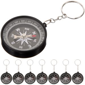 Adventure Compass Keychain Set Durable Mini Compass Key Ring Gift for Kids and Outdoor Fun