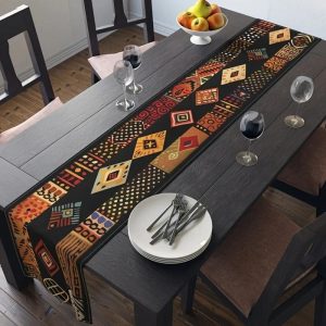 African Tribal Pattern Table Runner - High-Definition Cultural Textile Sculpture