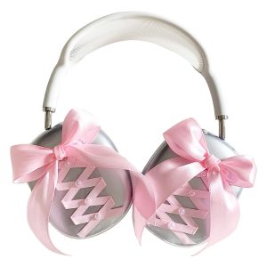 AirPods Max Protective Case with Ribbon Transparent Headphone Cover Pink