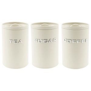 Airtight Coffee Tea Sugar Canister Set - 3-Piece Kitchen Countertop Containers - Food-Grade Bean & Spice Storage Jars