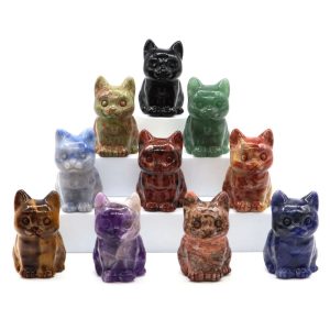 Amethyst Cat Figurine Hand-Carved Crystal Cat Statue for Meditation and Home Decor