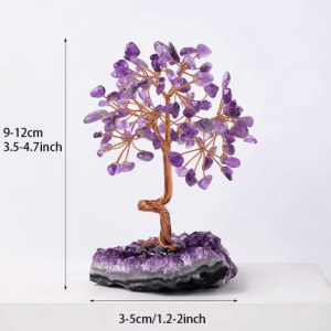 Amethyst Crystal Tree Decor Handmade Healing Stone Bonsai for Home & Desk