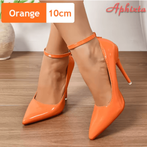 Aphixta Plus Size Pointed Toe Metal Buckle Stiletto Pumps 10CM to 12CM Party Heels 48 to 50