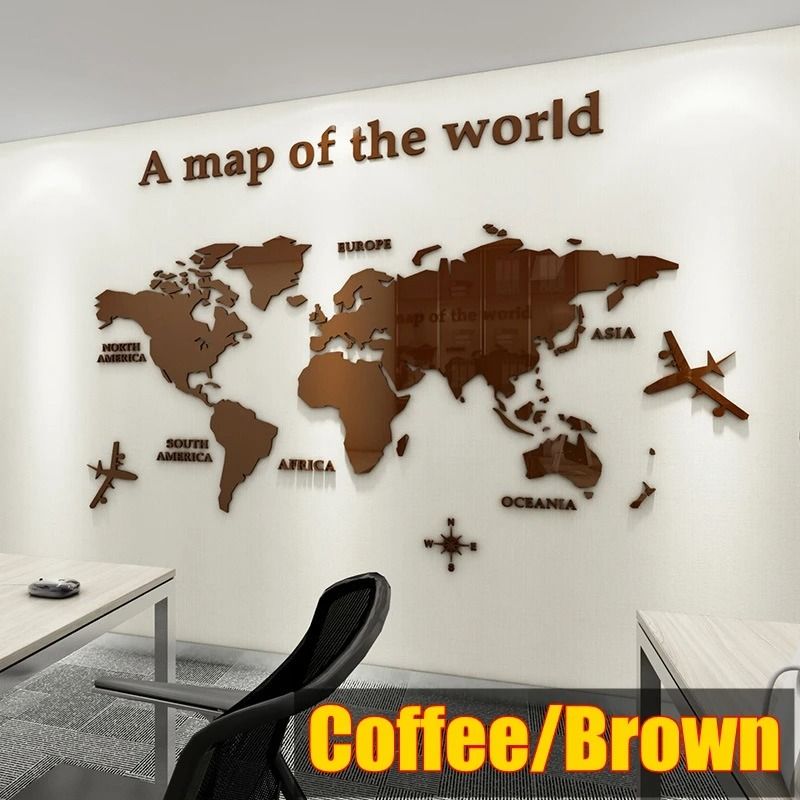 Architectural 3D Acrylic World Map Mural