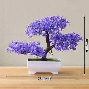 Artificial Desktop Bonsai Tree | Potted Simulation Green Plant | Modern Home Office Table Decor & Garden Ornament
