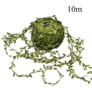 Artificial Green Leaf Vine Ribbon | Decorative Ivy String Trim for DIY Crafts & Weddings