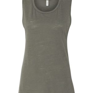Bella + Canvas 8803 Women's Flowy Muscle Tank - Olive Slub - S