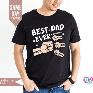 Best Dad Ever Shirt Custom Fist Bump Fathers Day Gift Personalized Dad Tee