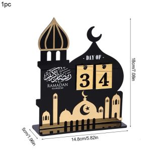 Black & Gold Ramadan Countdown Calendar - Luxury Acrylic Gift Ornament with Replaceable Numbers for Eid Mubarak Home Dec