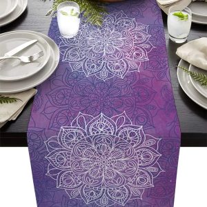 Bohemian Mandala Linen Table Runner Decor