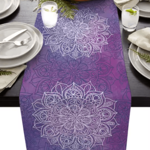 Bohemian Mandala Linen Table Runner Farmhouse Floral Decor for Dining & Events