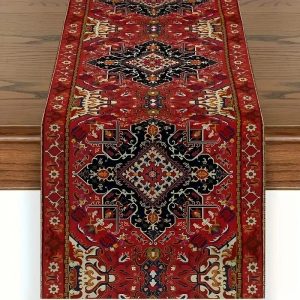 Bohemian Persian Style Red Table Runner Vintage Stripe Wedding Decor