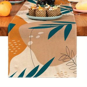 Bohemian Plant Linen Table Runner Decor