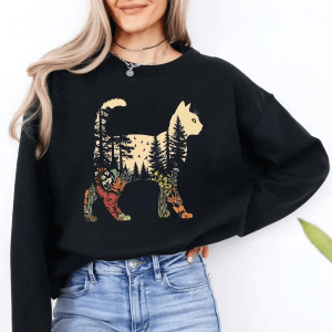 Boho Cat Plants Comfort Colors Shirt - Cat Lover Tee