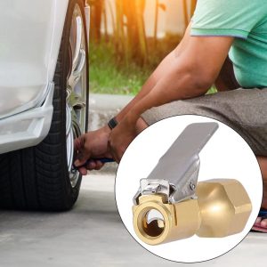 Brass Air Chuck Lock-on Clip for Tire Inflators NPT Valve Connector