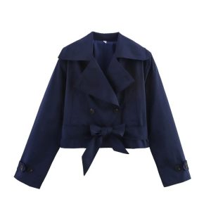 British Style Double-Breasted Short Trench Coat