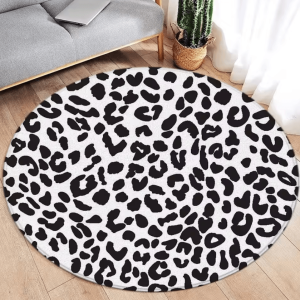 Brown Leopard Print Round Rug - Soft Animal Print Circle Carpet Flannel Floor Decor