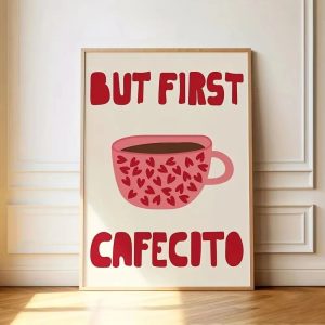 "But First Cafecito" Quotation Canvas Print - Minimalist Spanish Wall Art for Modern Living Rooms & Cafes