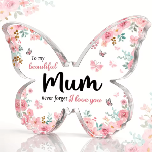 Butterfly Acrylic Plaque Gift for Mum - Elegant Keepsake Desk Decor for Mothers Day & Birthdays