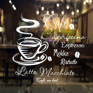 Coffee Bar Wall Sticker Cafe Style Decor