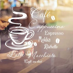 Coffee Bar Wall Sticker Vinyl Decal - Spanish French Cafe Wall Decor Kitchen Restaurant Window Art