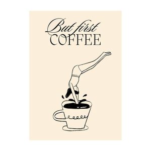 Coffee Diver Canvas Poster - Trendy Kitchen Gallery Art & Surreal Coffee Lover Wall Decor