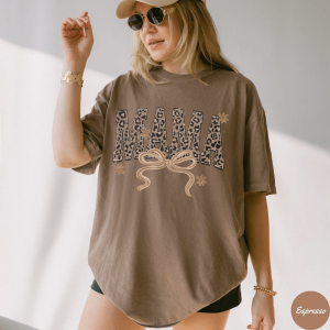 Comfort Colors Leopard Mama Shirt Retro Mom Life Tee Trendy Mothers Day Gift
