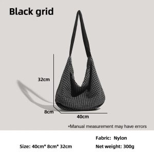 Commuting Large-Capacity Canvas and Checkered Nylon Tote Bag