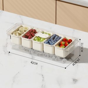 Compartment Snack Container with Lid, Divided Serving Tray, Kitchen Food Storage, Fruit Storage Container