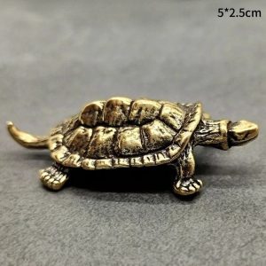 Copper Turtle Statue Feng Shui Brass Tortoise Desk Ornament