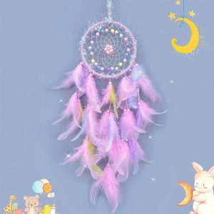 Cream Flower Dream Catcher | Handmade Feather Wind Chimes & Pastel Wall Pendant