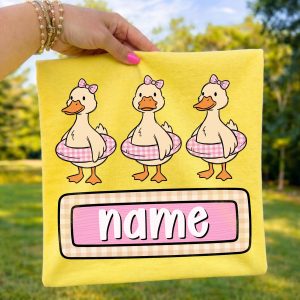 Custom Duck Shirt Personalized Name Cute Duck Graphic Tee Kids Gift