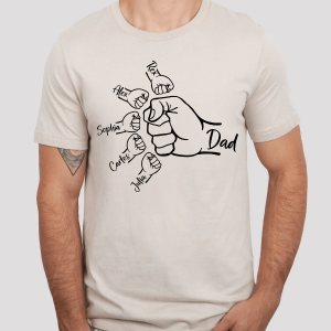 Custom Fist Bump Dad Shirt Personalized Fathers Day Gift Dad Shirt with Kids Names