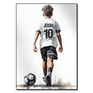 Custom Football Player Poster Personalized Football Wall Art Gift for Boys and Sports Fans