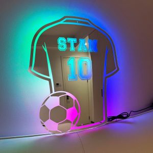 Custom Football Shirt LED Mirror Personalized Acrylic Wall Decor