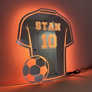 Custom Football Shirt LED Mirror Personalized Acrylic Wall Decor Gift