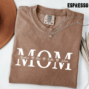 Custom Mom Shirt Comfort Colors Personalized Mama Name Gift Tee